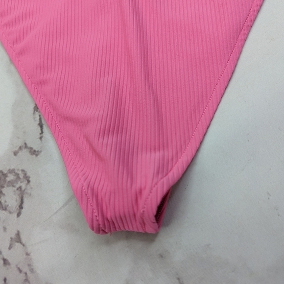 Frankie's Bikinis Bottoms Women XL Swim Bathing Ribbed Enzo Cherub Pink Cheeky - Picture 9 of 12